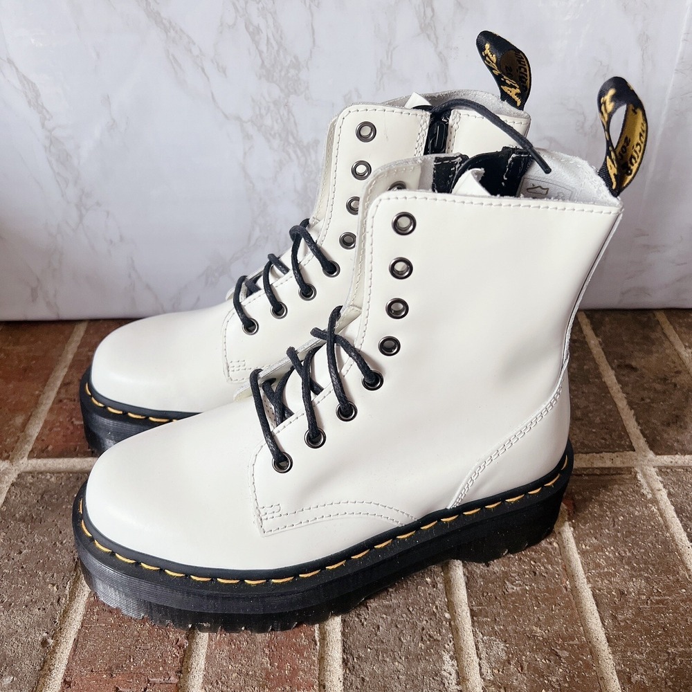 Dr. Martens Jadon 8-Eye Platform Combat Boot White Leather Womens US 6 - Picture 4 of 12